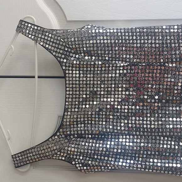 Nouveau Vintage Evening Collection Silver Sequin Disco Gown - Picture 3 of 16